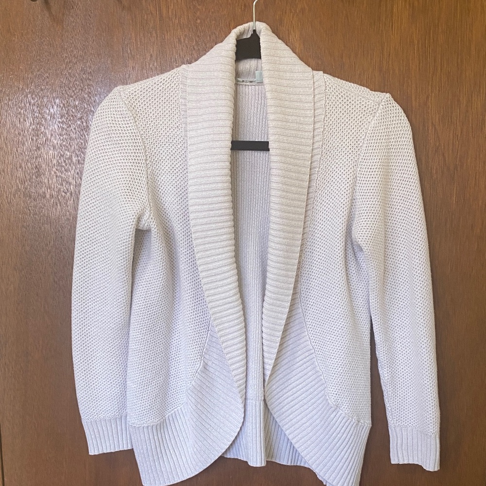 cleo Cream Open-Front Shawl-Collar Cardigan
